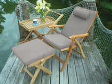 Royal Teak Estate Outdoors Reclining Arm Chair with Tray Cart and Footrest