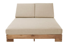 Pacific Teak Outdoor Double Chaise Lounger. Sunbrella Cushion.