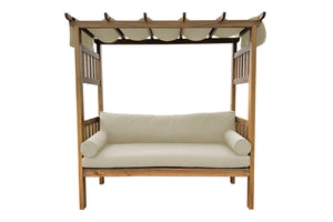 Huntington Teak Arbor Bench. Sunbrella Cushion.