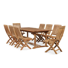 Curated Maison Florence 9-Piece Rectangular Teak Outdoor Dining Set with Extendable Table