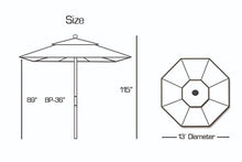 Galtech 791SR 13' Deluxe Commercial Four Pulley Lift Outdoor Market Umbrella