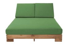 Pacific Teak Outdoor Double Chaise Lounger. Sunbrella Cushion.