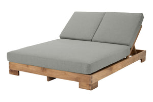 Pacific Teak Outdoor Double Chaise Lounger. Sunbrella Cushion.