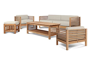 Curated Maison Sylvie 5-Piece Teak Outdoor Patio Deep Seating Set w/ Sunbrella Cushions