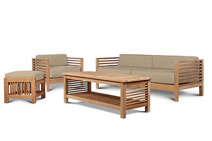 Curated Maison Sylvie 5-Piece Teak Outdoor Patio Deep Seating Set w/ Sunbrella Cushions