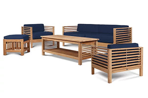 Curated Maison Sylvie 5-Piece Teak Outdoor Patio Deep Seating Set w/ Sunbrella Cushions