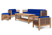 Curated Maison Sylvie 5-Piece Teak Outdoor Patio Deep Seating Set w/ Sunbrella Cushions