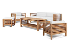 Curated Maison Sylvie 5-Piece Teak Outdoor Patio Deep Seating Set w/ Sunbrella Cushions