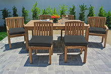 7 pc Huntington Teak Dining Set with 72" Rectangle Dining Table. Sunbrella Cushion.