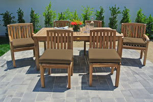 7 pc Huntington Teak Dining Set with 72" Rectangle Dining Table. Sunbrella Cushion.