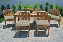7 pc Huntington Teak Dining Set with 72" Rectangle Dining Table. Sunbrella Cushion.