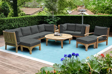 11 pc Huntington Teak Deep Seating Set with 52" Chat Table. Sunbrella Cushion.