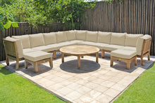 12 pc Huntington Teak Sectional Seating Group with 52" Chat Table. Sunbrella Cushion.
