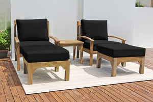 5 pc Huntington Teak Club Chair Chat Group. Sunbrella Cushion.