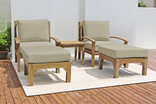 5 pc Huntington Teak Club Chair Chat Group. Sunbrella Cushion.