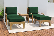 5 pc Huntington Teak Club Chair Chat Group. Sunbrella Cushion.
