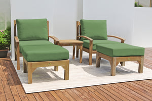 5 pc Huntington Teak Club Chair Chat Group. Sunbrella Cushion.