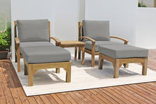 5 pc Huntington Teak Club Chair Chat Group. Sunbrella Cushion.