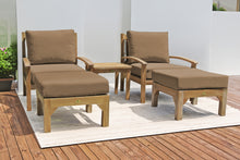 5 pc Huntington Teak Club Chair Chat Group. Sunbrella Cushion.