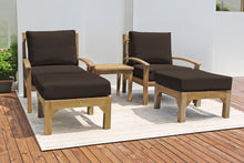 5 pc Huntington Teak Club Chair Chat Group. Sunbrella Cushion.