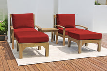 5 pc Huntington Teak Club Chair Chat Group. Sunbrella Cushion.