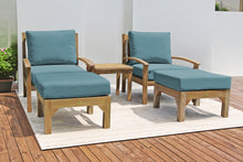 5 pc Huntington Teak Club Chair Chat Group. Sunbrella Cushion.