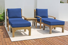 5 pc Huntington Teak Club Chair Chat Group. Sunbrella Cushion.