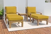 5 pc Huntington Teak Club Chair Chat Group. Sunbrella Cushion.