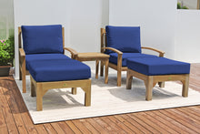 5 pc Huntington Teak Club Chair Chat Group. Sunbrella Cushion.