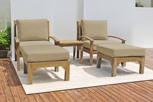 5 pc Huntington Teak Club Chair Chat Group. Sunbrella Cushion.