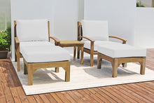 5 pc Huntington Teak Club Chair Chat Group. Sunbrella Cushion.