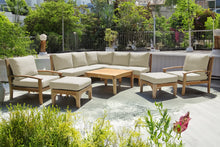 10 pc Huntington Teak Sectional Seating Group with 36" Chat Table. Sunbrella Cushion.