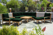 10 pc Huntington Teak Sectional Seating Group with 36" Chat Table. Sunbrella Cushion.