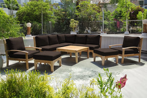 10 pc Huntington Teak Sectional Seating Group with 36" Chat Table. Sunbrella Cushion.