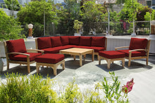 10 pc Huntington Teak Sectional Seating Group with 36" Chat Table. Sunbrella Cushion.