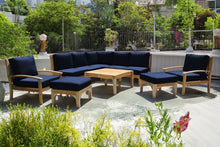 10 pc Huntington Teak Sectional Seating Group with 36" Chat Table. Sunbrella Cushion.