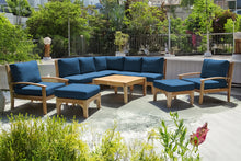 10 pc Huntington Teak Sectional Seating Group with 36" Chat Table. Sunbrella Cushion.