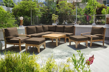 10 pc Huntington Teak Sectional Seating Group with 36" Chat Table. Sunbrella Cushion.