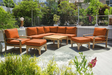 10 pc Huntington Teak Sectional Seating Group with 36" Chat Table. Sunbrella Cushion.