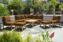 10 pc Huntington Teak Sectional Seating Group with 36" Chat Table. Sunbrella Cushion.