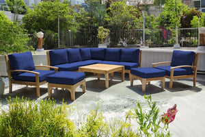 10 pc Huntington Teak Sectional Seating Group with 36" Chat Table. Sunbrella Cushion.