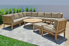 11 pc Huntington Teak Sectional Seating Group with 52" Chat Table. Sunbrella Cushion.