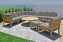 11 pc Huntington Teak Sectional Seating Group with 52" Chat Table. Sunbrella Cushion.