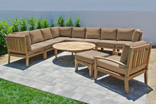 11 pc Huntington Teak Sectional Seating Group with 52" Chat Table. Sunbrella Cushion.