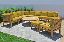 11 pc Huntington Teak Sectional Seating Group with 52" Chat Table. Sunbrella Cushion.
