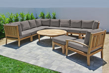 11 pc Huntington Teak Sectional Seating Group with 52" Chat Table. Sunbrella Cushion.