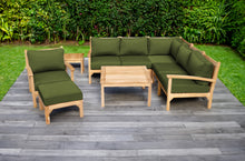 9 pc Huntington Teak Sectional Seating Group with 36" Chat Table. Sunbrella Cushion.
