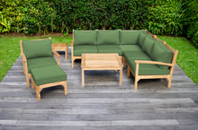 9 pc Huntington Teak Sectional Seating Group with 36" Chat Table. Sunbrella Cushion.