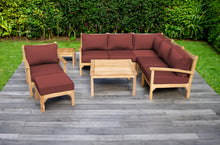 9 pc Huntington Teak Sectional Seating Group with 36" Chat Table. Sunbrella Cushion.