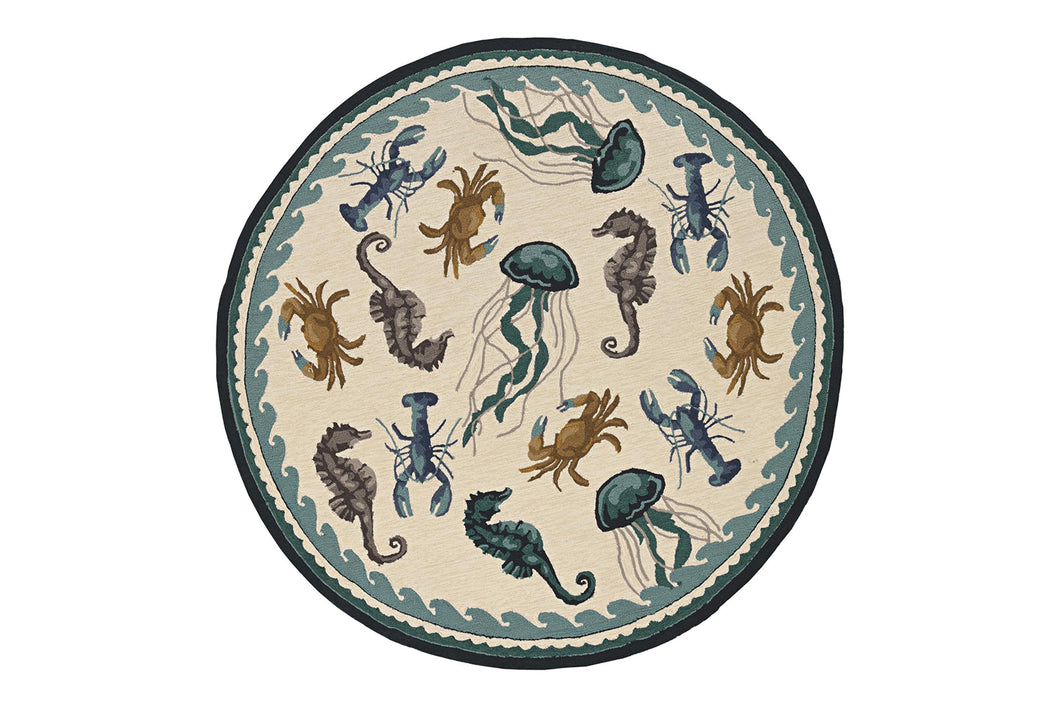 KAS Harbor Beach Life Round Indoor/Outdoor Rug